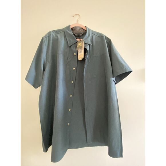NEW DAKOTA GRIZZLY Men's Barkley Button Down Short-Sleeve Shirt Blue Vuori Large - Picture 3 of 8